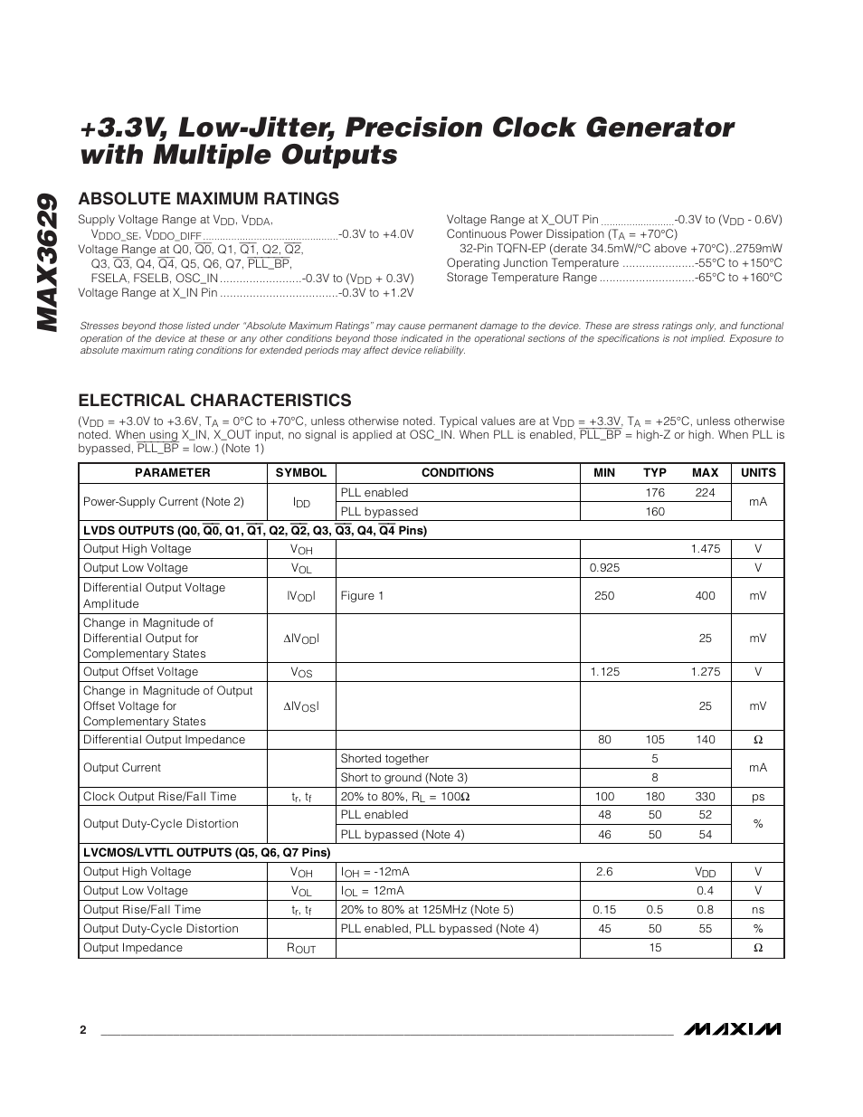 Rainbow Electronics MAX3629 User Manual | Page 2 / 12