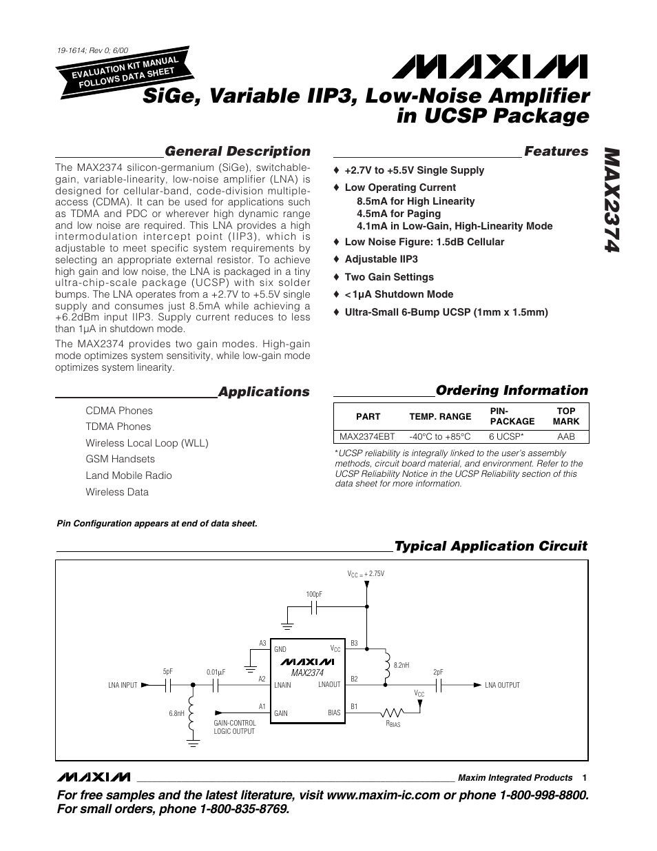 Rainbow Electronics MAX2374 User Manual | 8 pages