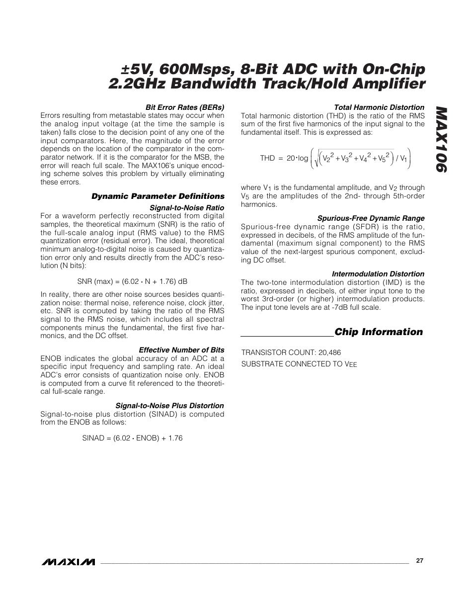 Chip information | Rainbow Electronics MAX106 User Manual | Page 27 / 31