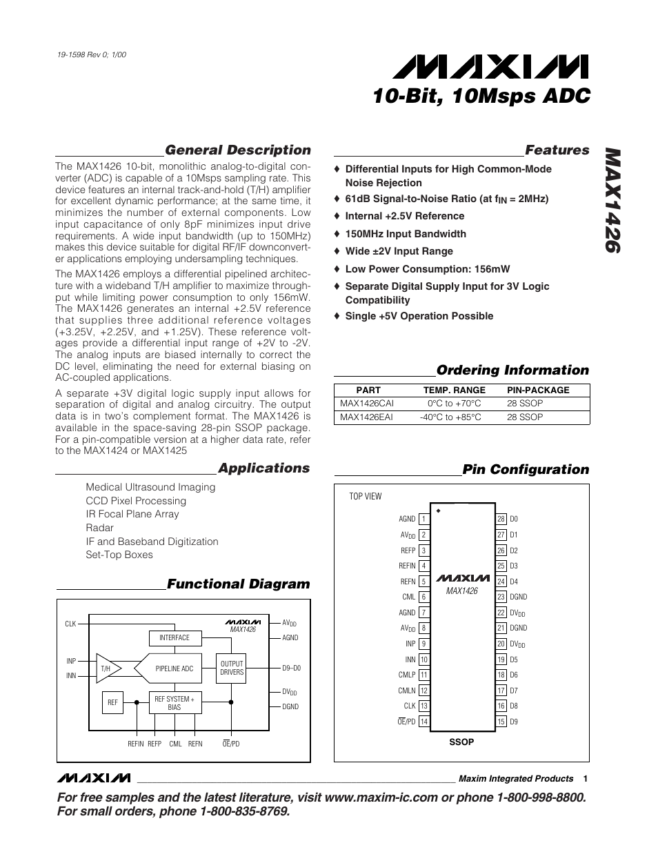 Rainbow Electronics MAX1426 User Manual | 16 pages