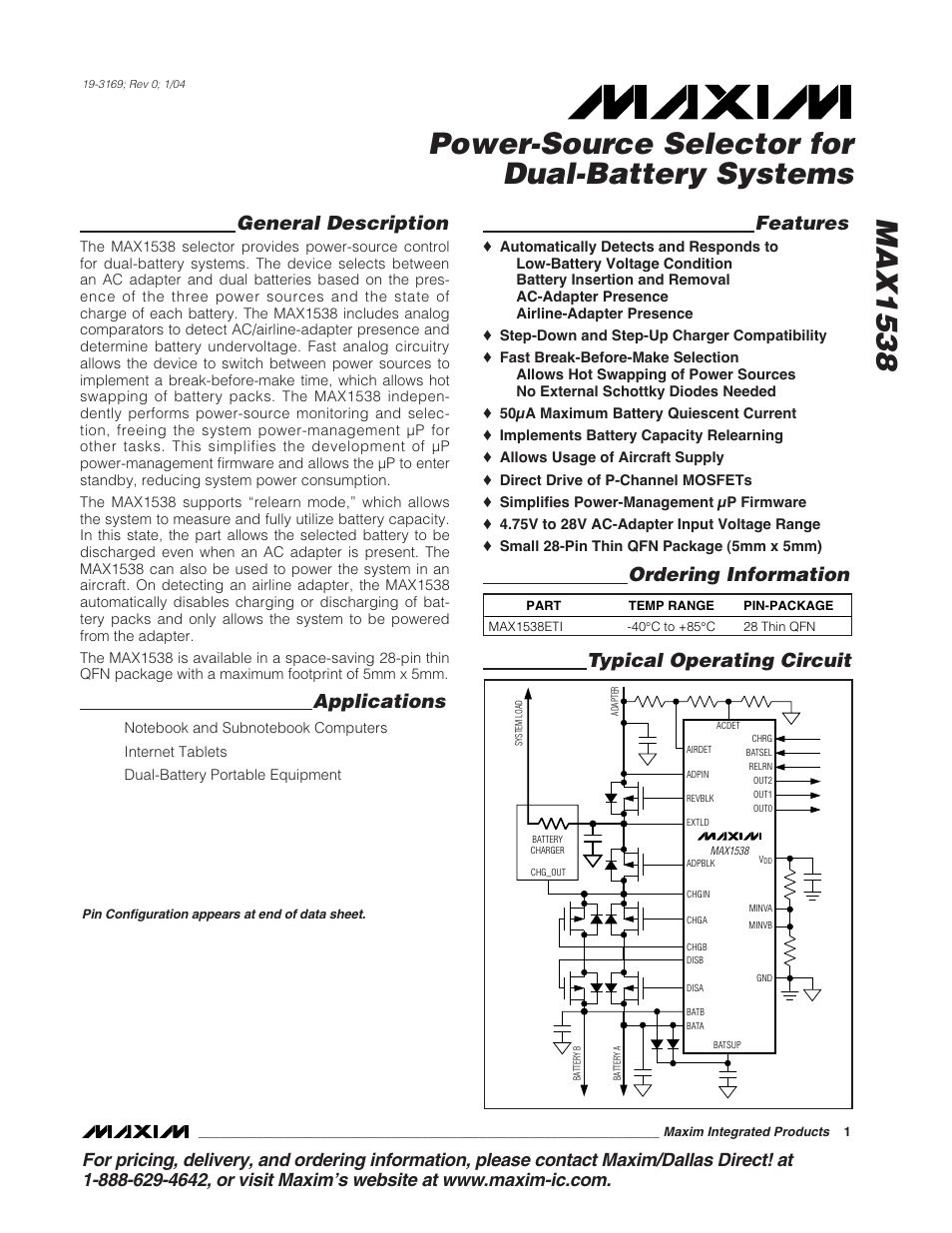 Rainbow Electronics MAX1538 User Manual | 22 pages