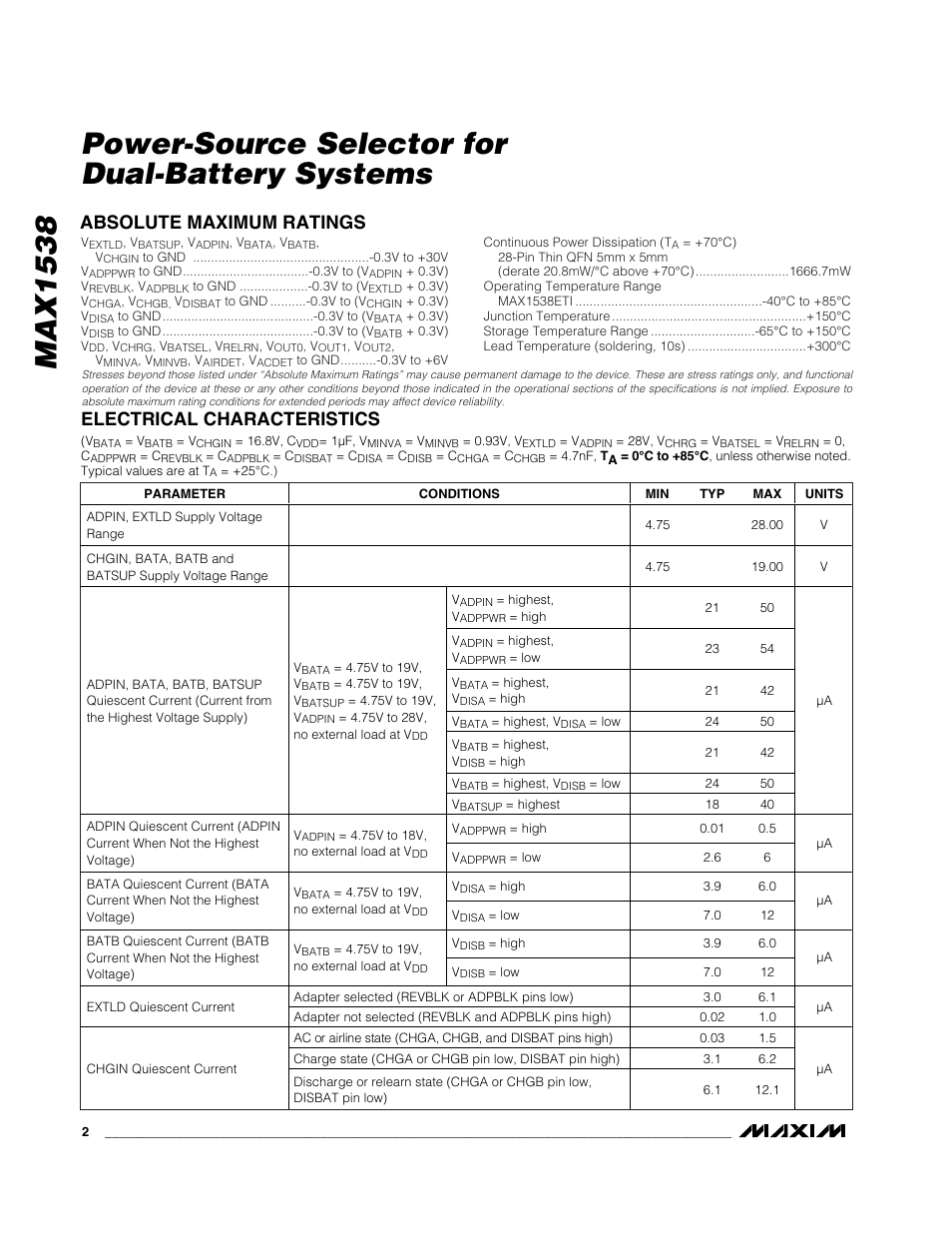 Rainbow Electronics MAX1538 User Manual | Page 2 / 22