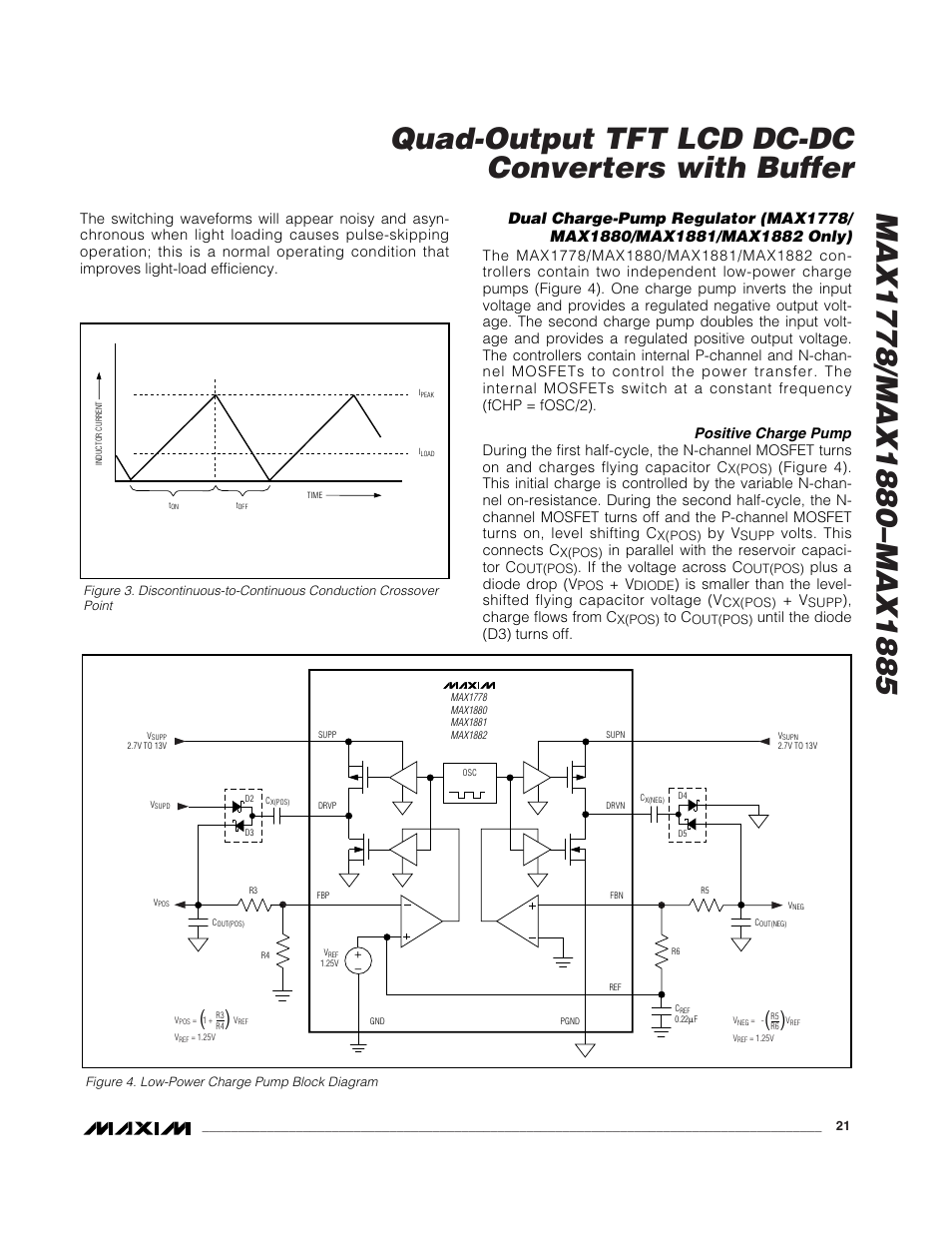 By v, Volts. this connects c, If the voltage across c | Plus a diode drop (v, Charge flows from c, Until the diode (d3) turns off | Rainbow Electronics MAX1885 User Manual | Page 21 / 38