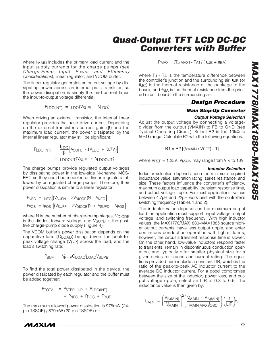 Design procedure | Rainbow Electronics MAX1885 User Manual | Page 25 / 38