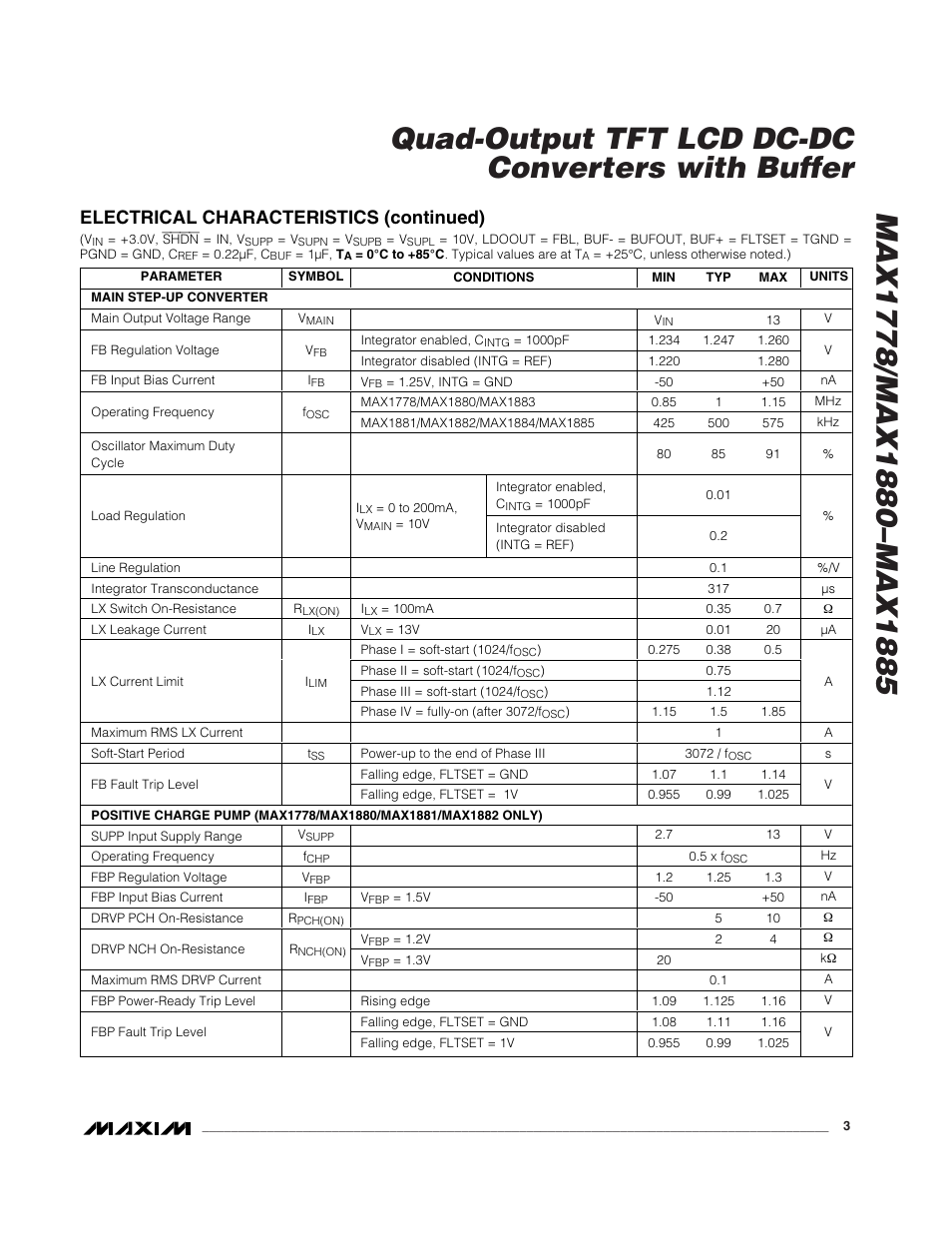 Electrical characteristics (continued) | Rainbow Electronics MAX1885 User Manual | Page 3 / 38