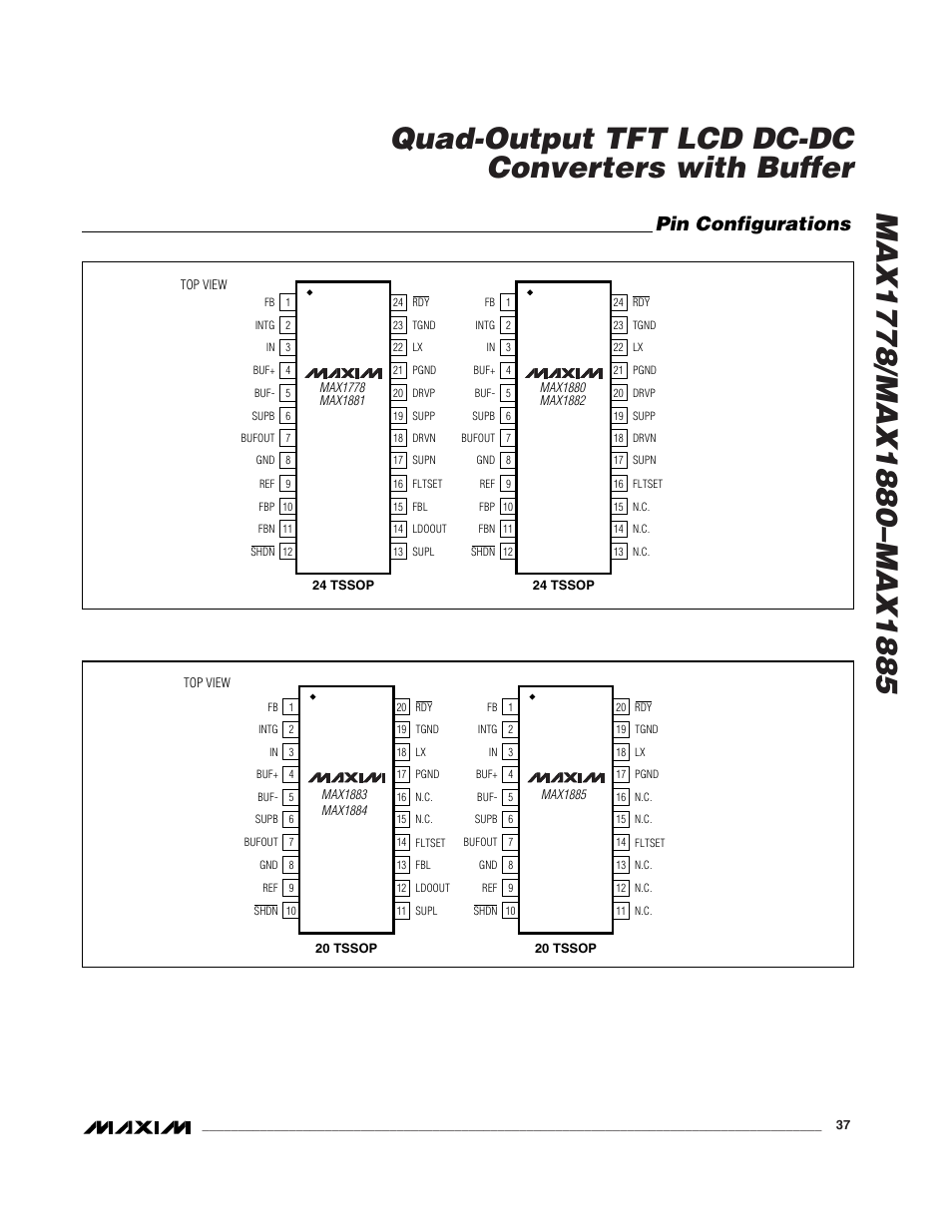 Pin configurations | Rainbow Electronics MAX1885 User Manual | Page 37 / 38