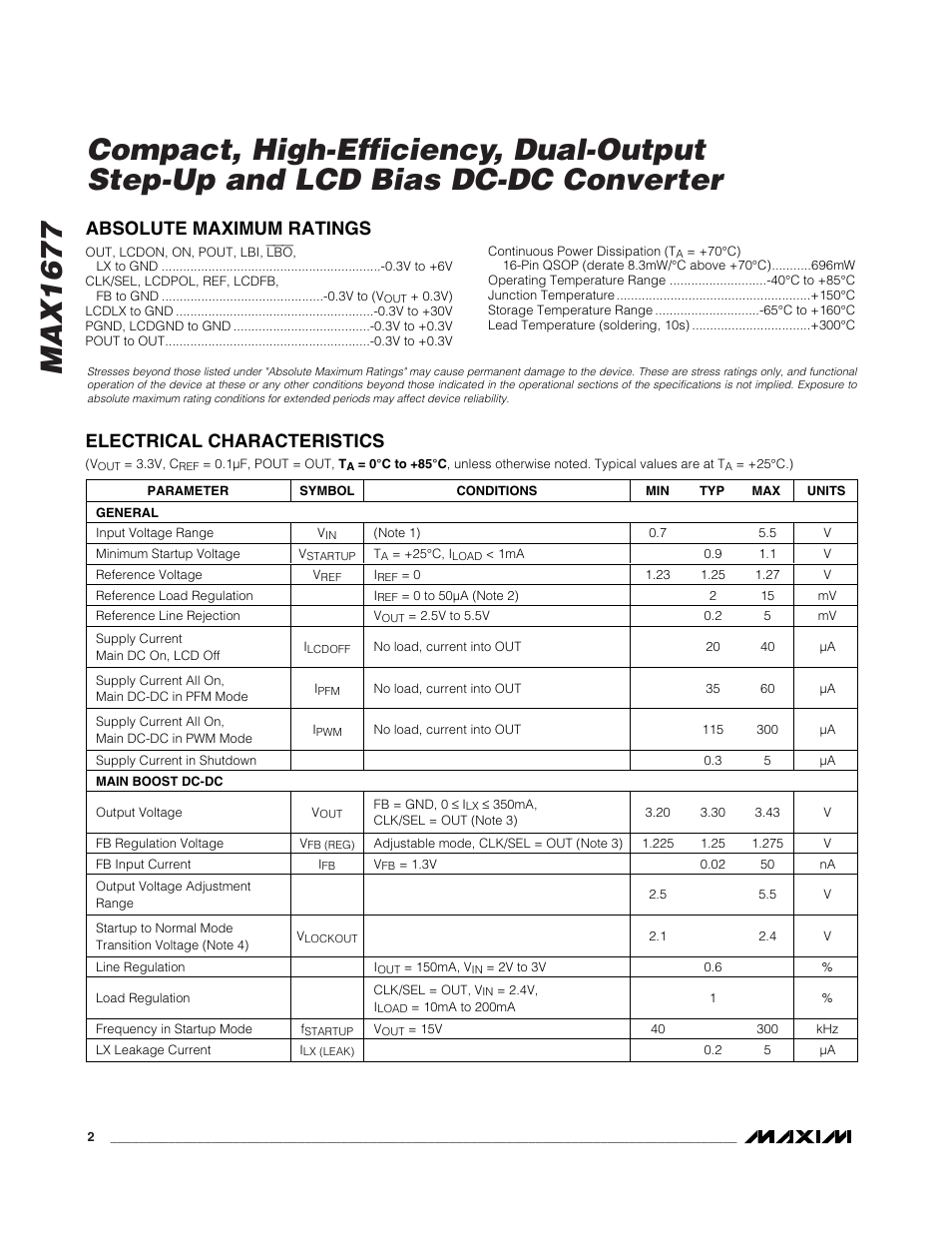 Rainbow Electronics MAX1677 User Manual | Page 2 / 16