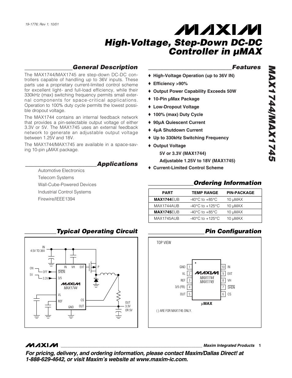 Rainbow Electronics MAX1745 User Manual | 14 pages