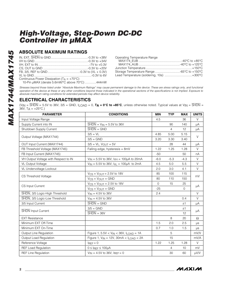 Rainbow Electronics MAX1745 User Manual | Page 2 / 14