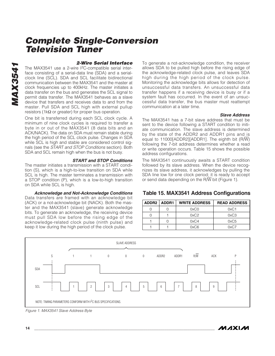 Max3541, Complete single-conversion television tuner | Rainbow Electronics MAX3541 User Manual | Page 14 / 20