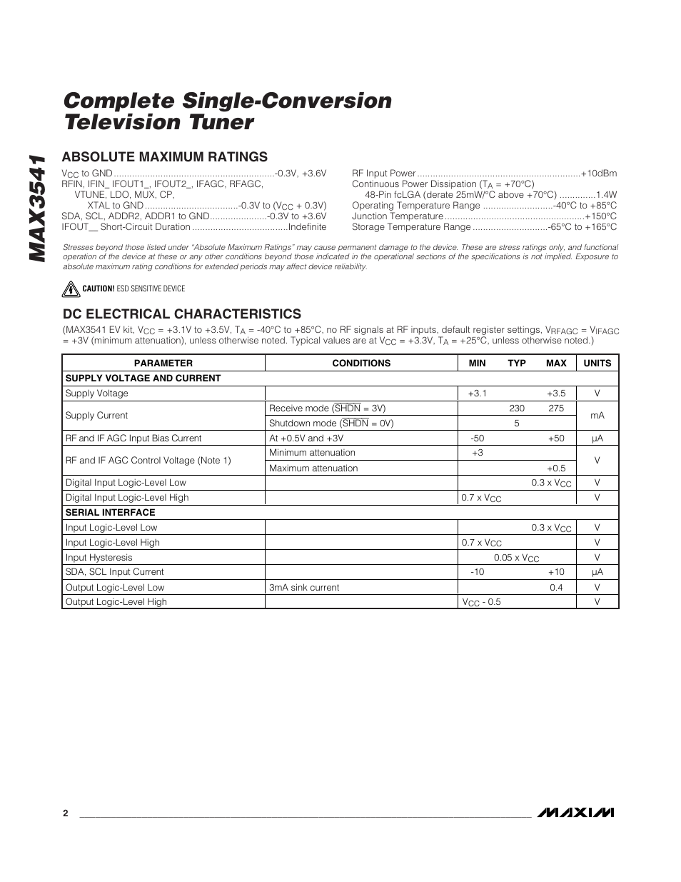 Rainbow Electronics MAX3541 User Manual | Page 2 / 20