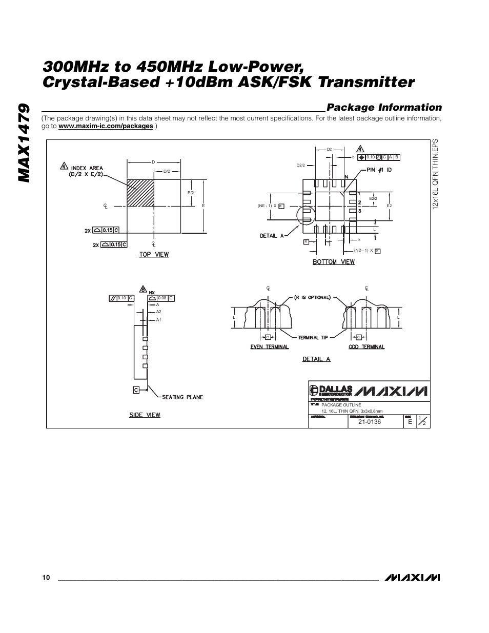 Package information | Rainbow Electronics MAX1479 User Manual | Page 10 / 11