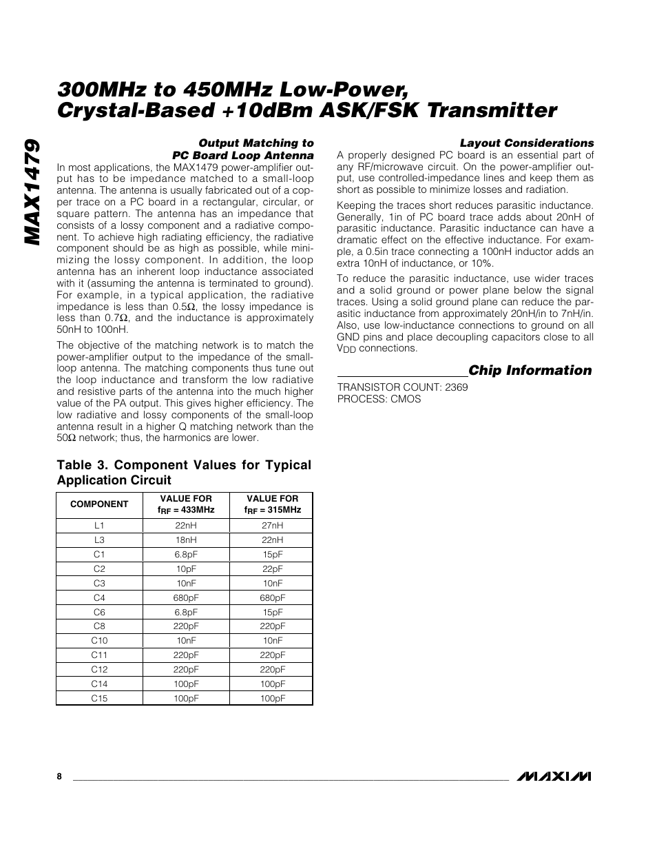 Chip information | Rainbow Electronics MAX1479 User Manual | Page 8 / 11