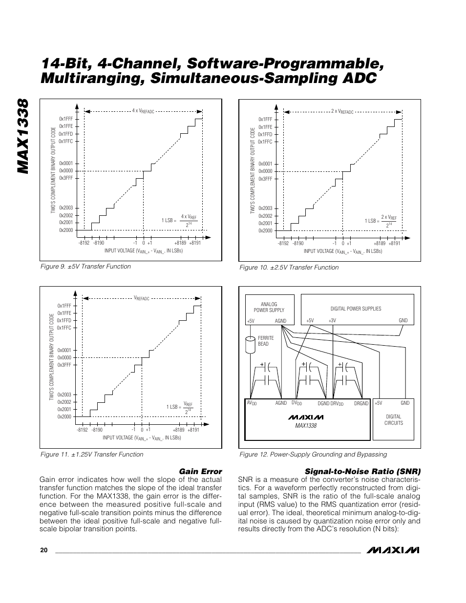 Max1338, Gain error, Signal-to-noise ratio (snr) | Rainbow Electronics MAX1338 User Manual | Page 20 / 24