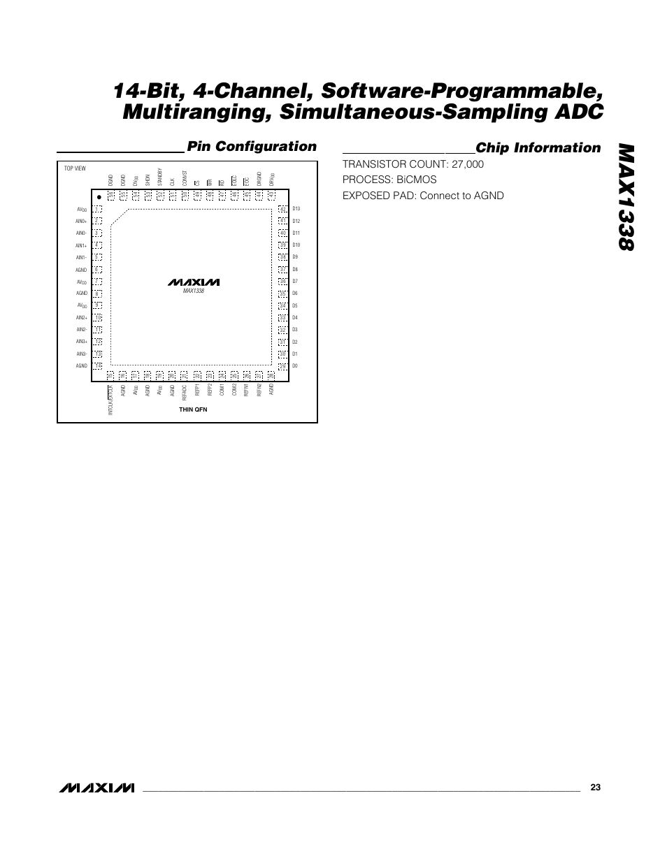 Pin configuration chip information | Rainbow Electronics MAX1338 User Manual | Page 23 / 24