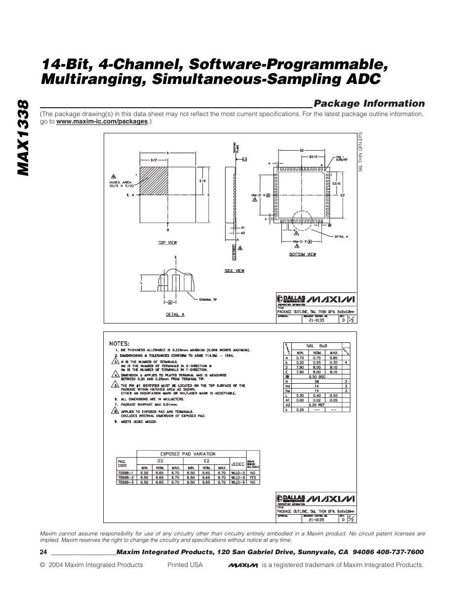 Rainbow Electronics MAX1338 User Manual | Page 24 / 24