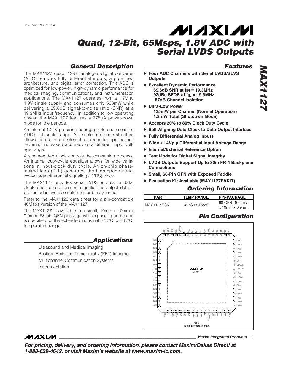 Rainbow Electronics MAX1127 User Manual | 25 pages