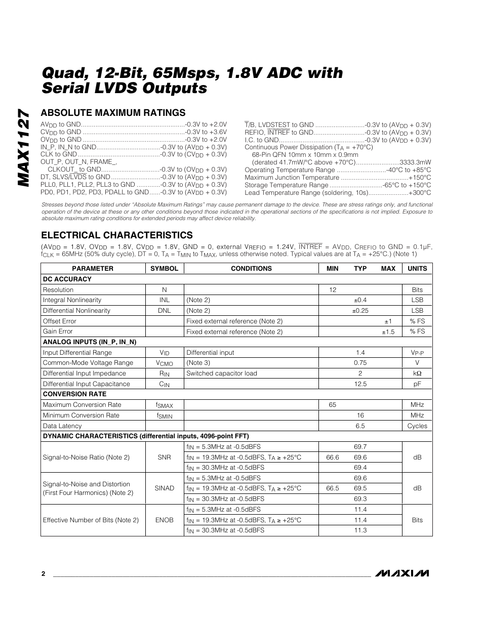 Rainbow Electronics MAX1127 User Manual | Page 2 / 25