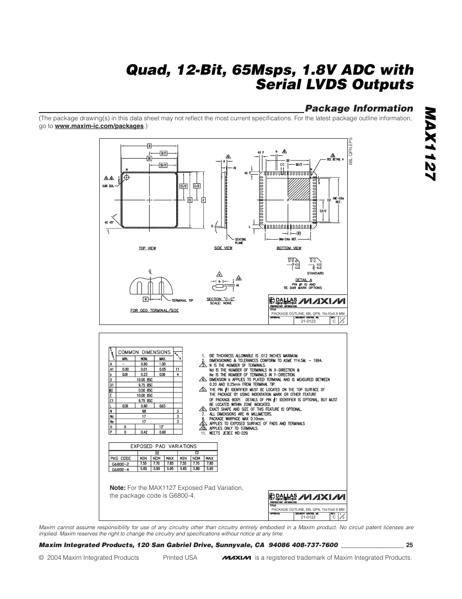 Package information | Rainbow Electronics MAX1127 User Manual | Page 25 / 25