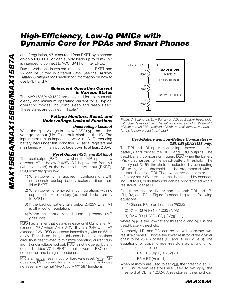 Pmics with dynamic core for pdas and smart phones | Rainbow Electronics MAX1587A User Manual | Page 20 / 32