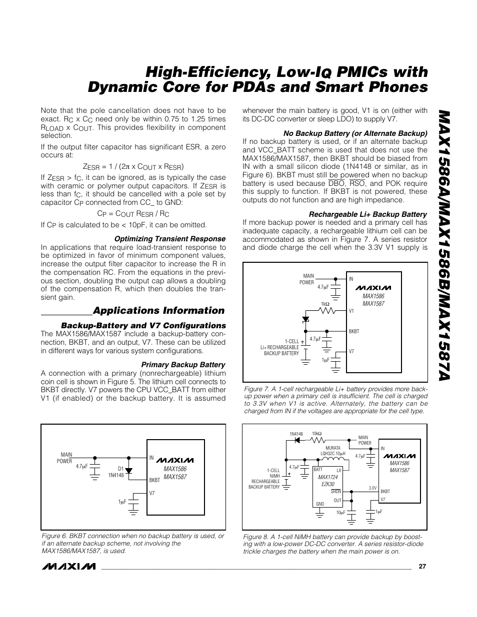 Pmics with dynamic core for pdas and smart phones, Applications information | Rainbow Electronics MAX1587A User Manual | Page 27 / 32