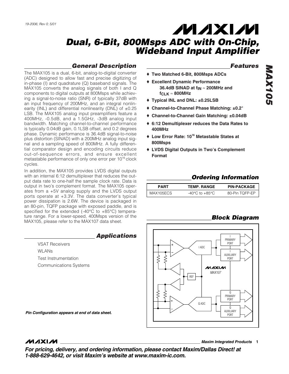 Rainbow Electronics MAX105 User Manual | 21 pages