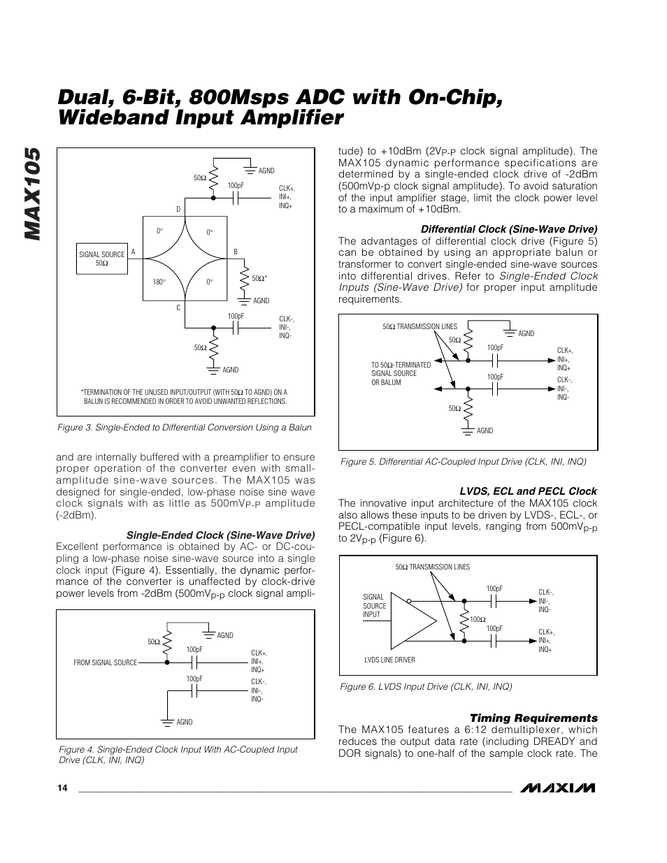 Max105, Timing requirements | Rainbow Electronics MAX105 User Manual | Page 14 / 21