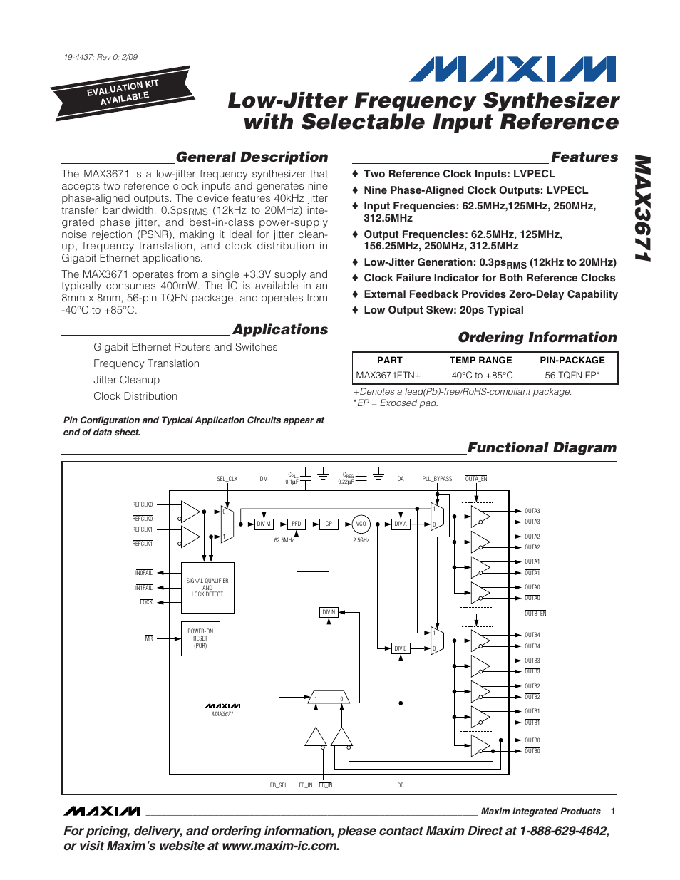 Rainbow Electronics MAX3671 User Manual | 16 pages