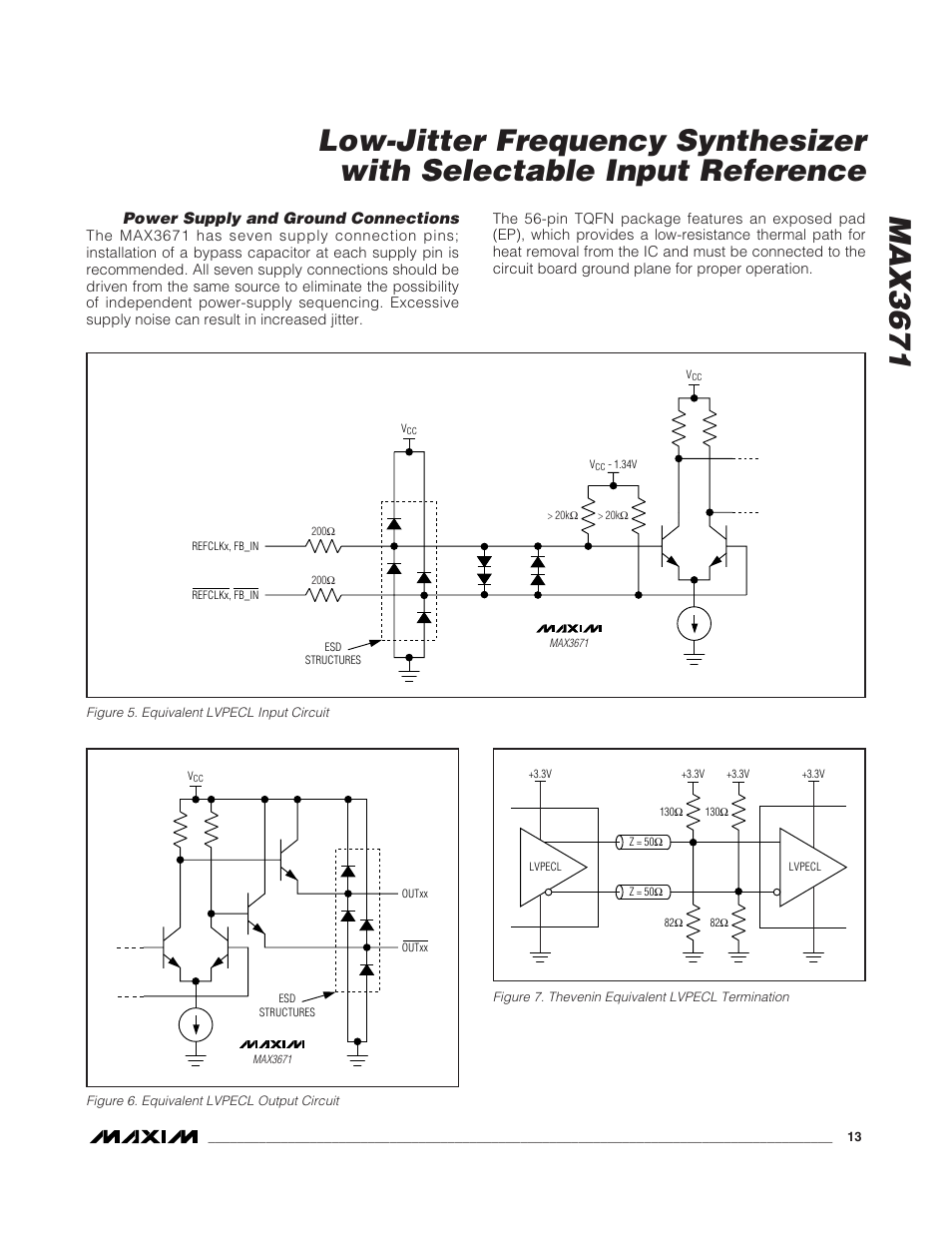 Power supply and ground connections | Rainbow Electronics MAX3671 User Manual | Page 13 / 16