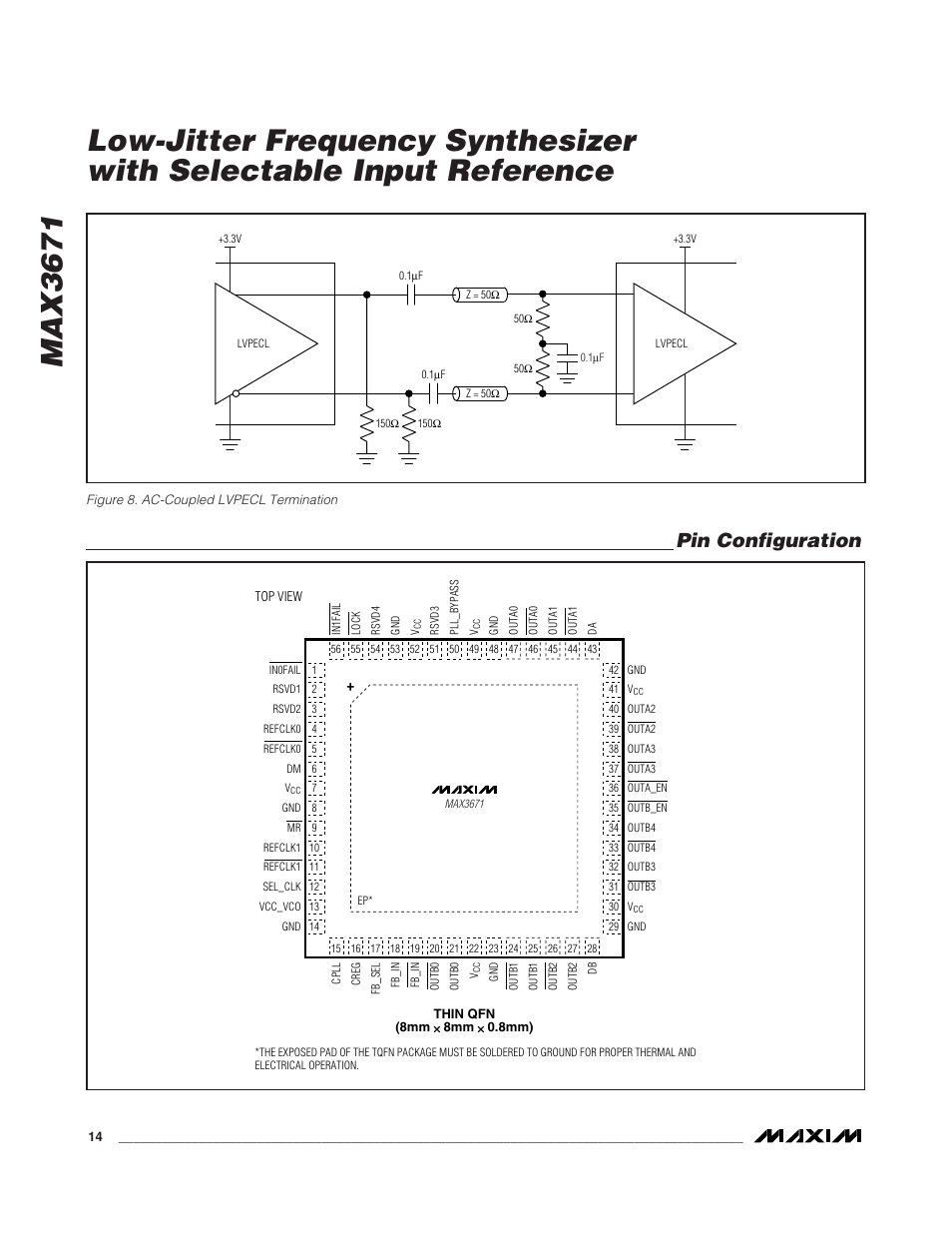 Pin configuration | Rainbow Electronics MAX3671 User Manual | Page 14 / 16