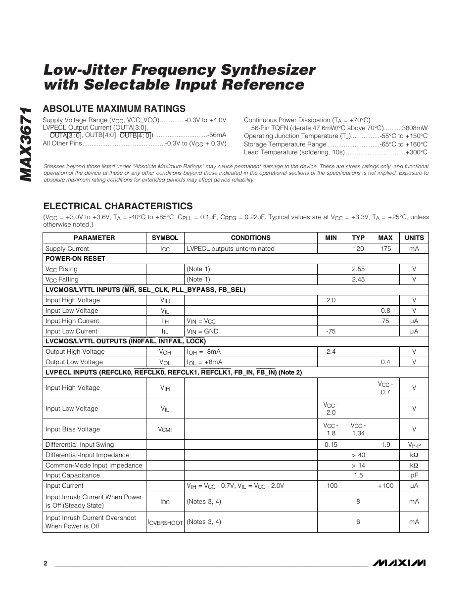 Rainbow Electronics MAX3671 User Manual | Page 2 / 16