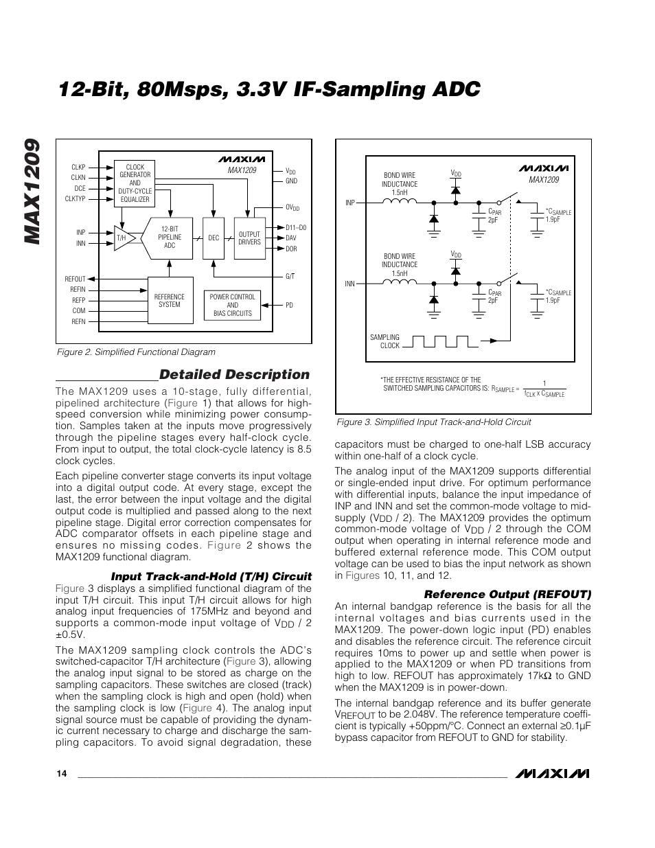 Max1209, Bit, 80msps, 3.3v if-sampling adc, Detailed description | Rainbow Electronics MAX1209 User Manual | Page 14 / 27