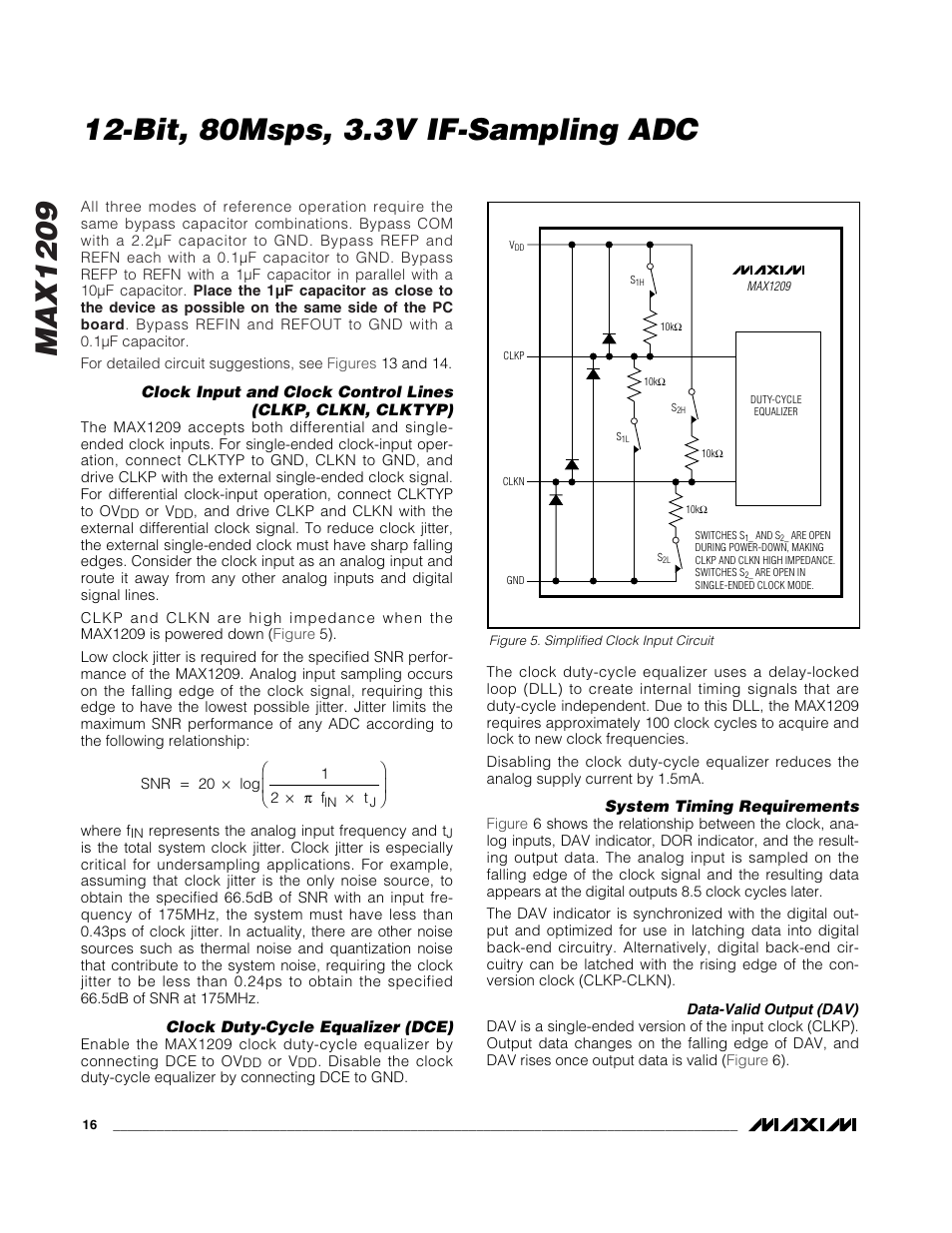 Max1209, Bit, 80msps, 3.3v if-sampling adc | Rainbow Electronics MAX1209 User Manual | Page 16 / 27