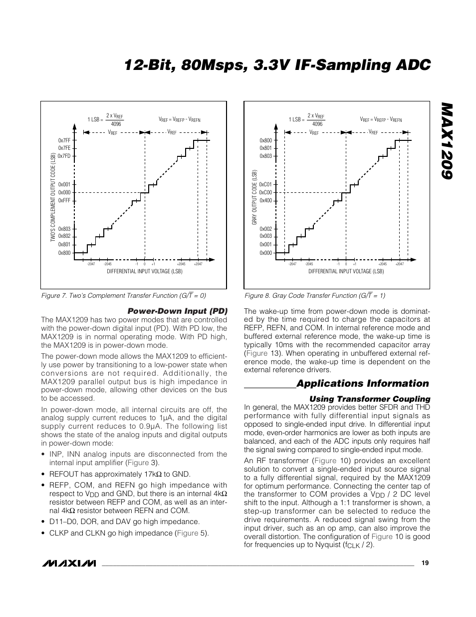 Applications information | Rainbow Electronics MAX1209 User Manual | Page 19 / 27