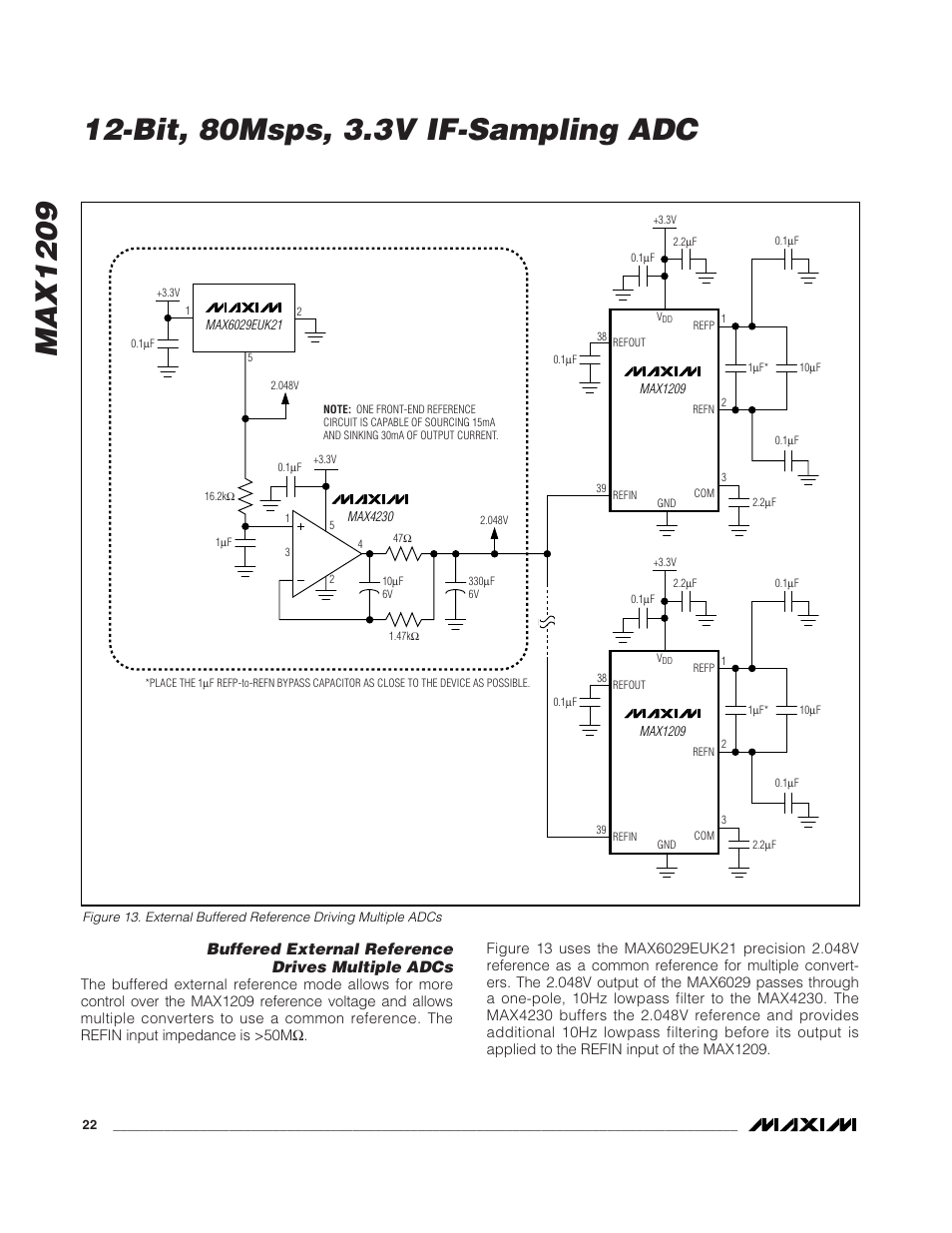 Max1209, Bit, 80msps, 3.3v if-sampling adc | Rainbow Electronics MAX1209 User Manual | Page 22 / 27