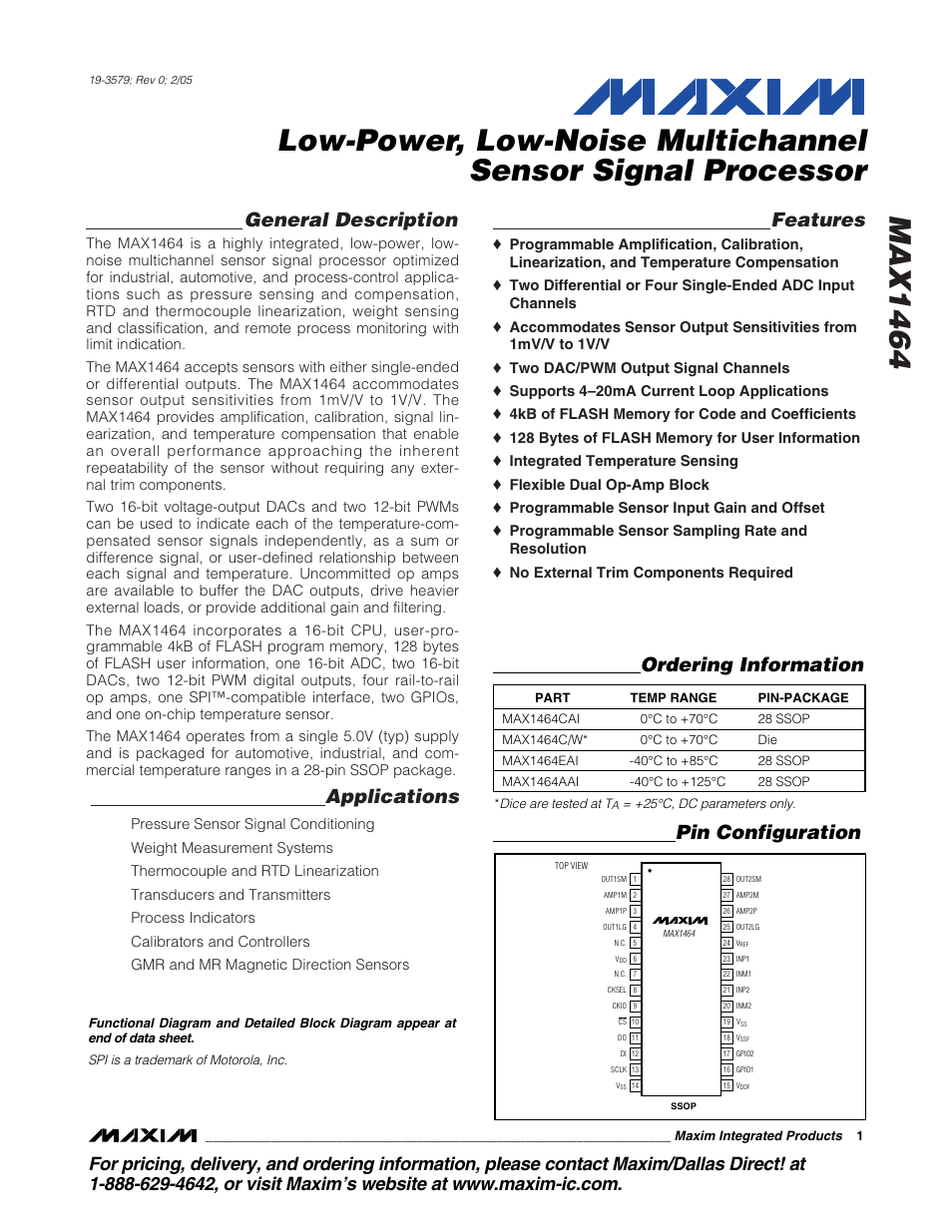 Rainbow Electronics MAX1464 User Manual | 47 pages