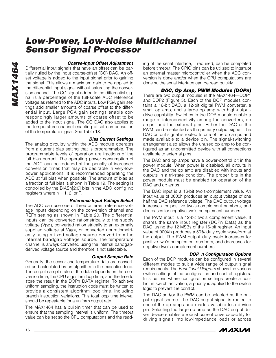 Rainbow Electronics MAX1464 User Manual | Page 16 / 47
