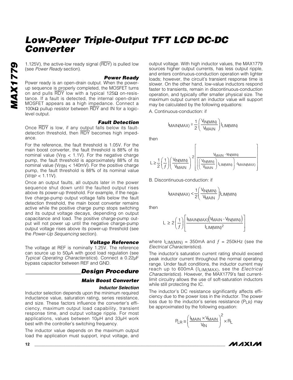 Design procedure | Rainbow Electronics MAX1779 User Manual | Page 12 / 18