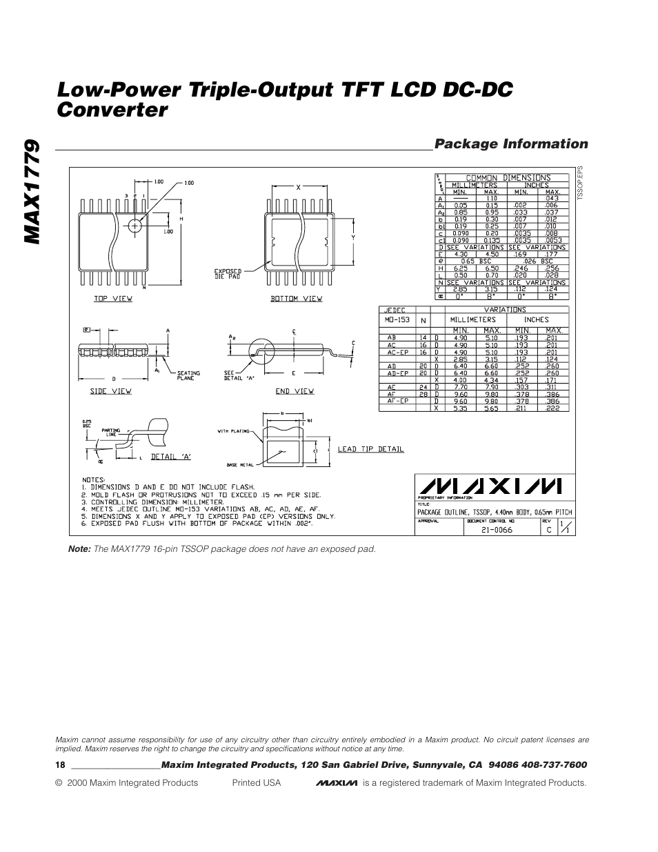Package information | Rainbow Electronics MAX1779 User Manual | Page 18 / 18