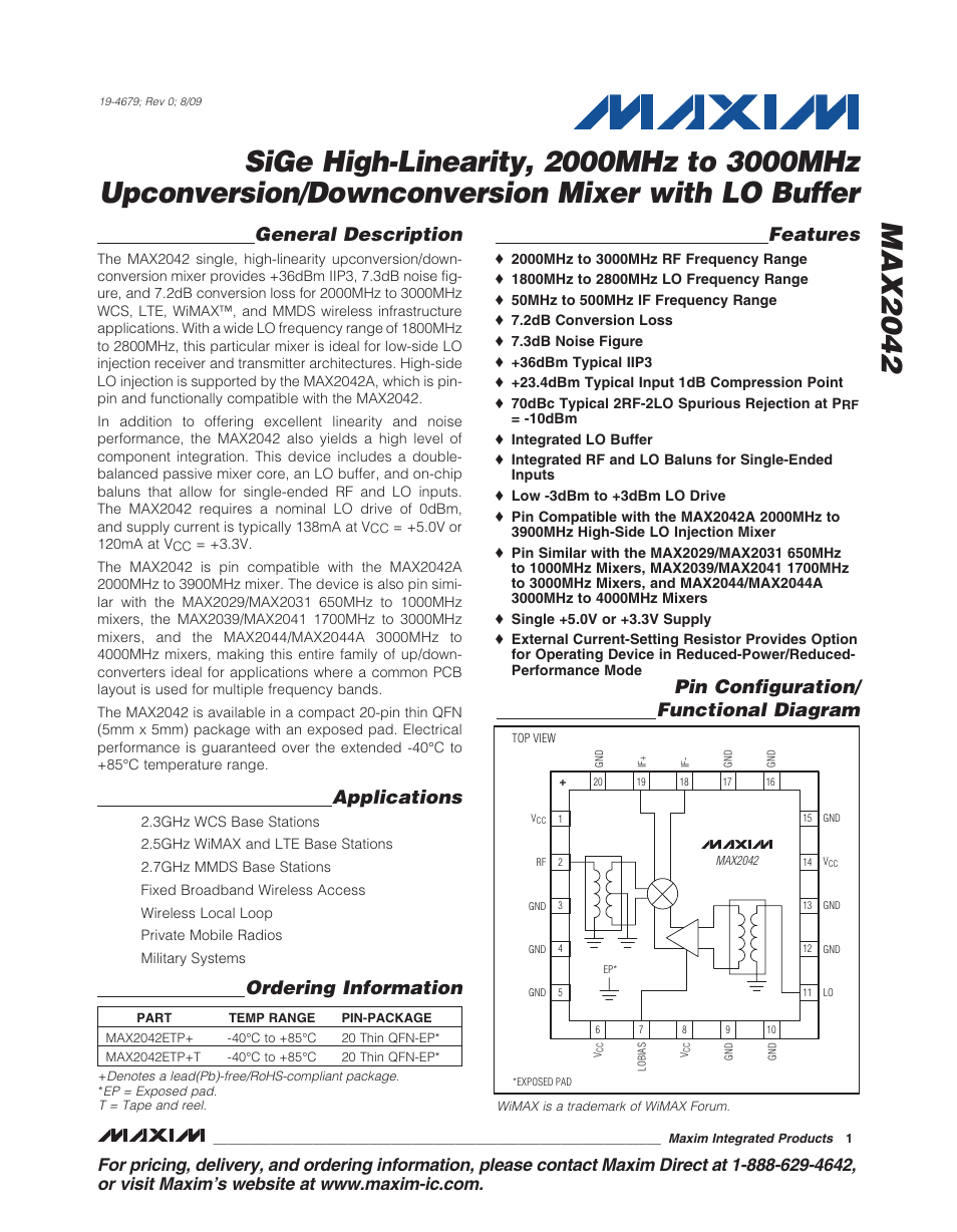 Rainbow Electronics MAX2042 User Manual | 27 pages