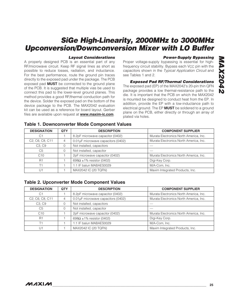 Rainbow Electronics MAX2042 User Manual | Page 25 / 27