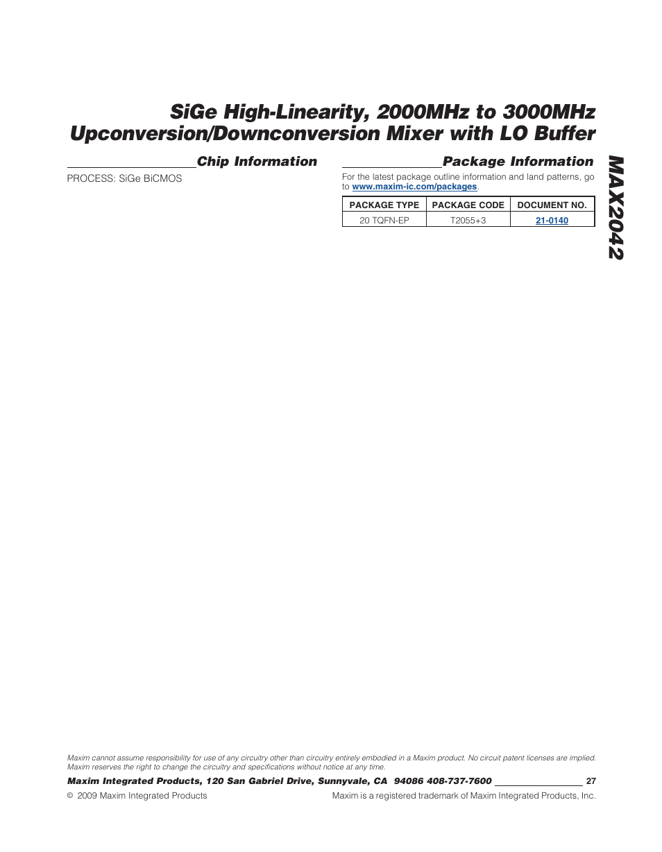 Rainbow Electronics MAX2042 User Manual | Page 27 / 27