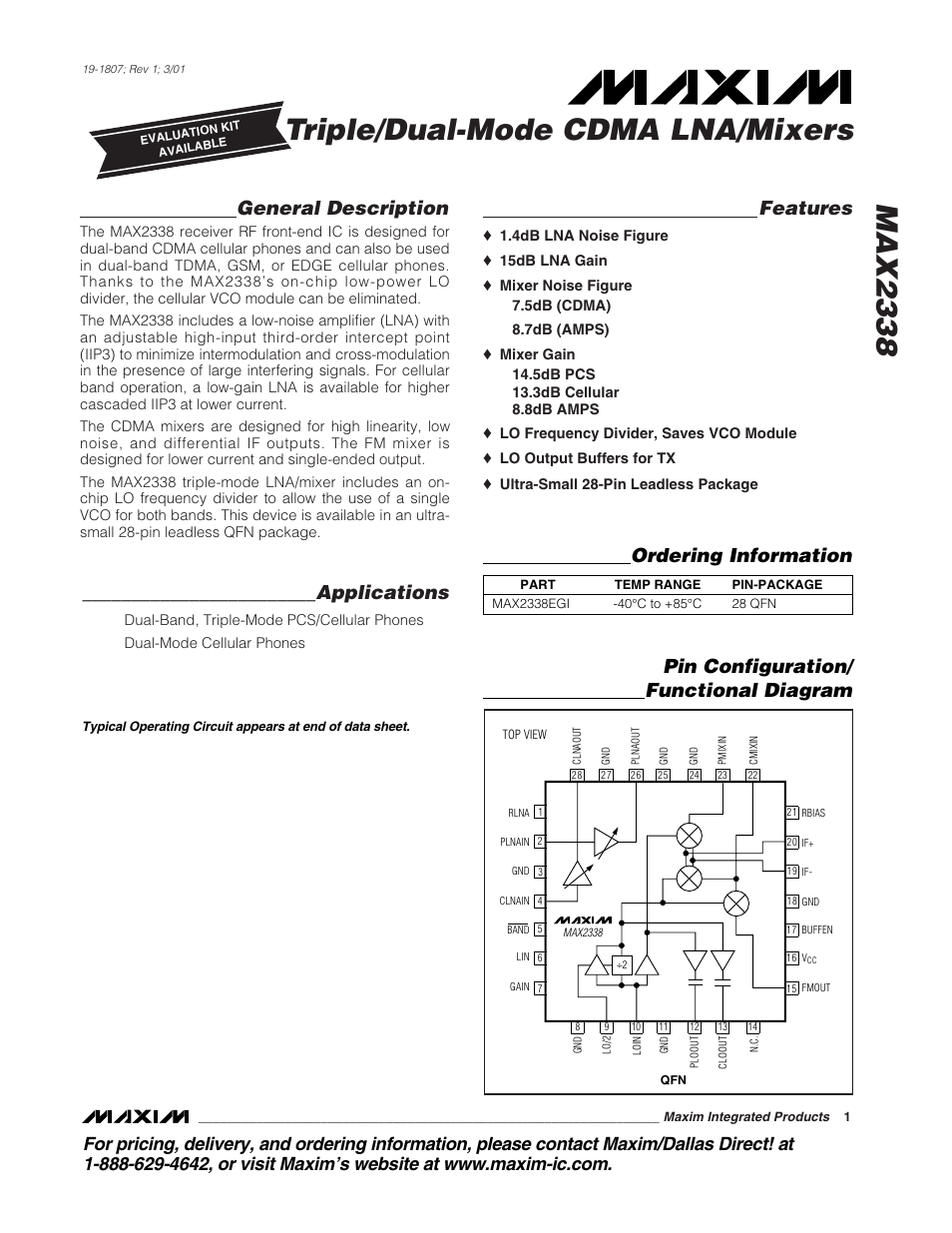 Rainbow Electronics MAX2338 User Manual | 13 pages