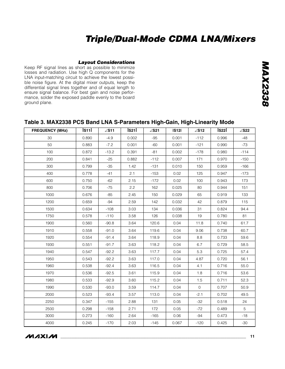 Max2338 triple/dual-mode cdma lna/mixers | Rainbow Electronics MAX2338 User Manual | Page 11 / 13