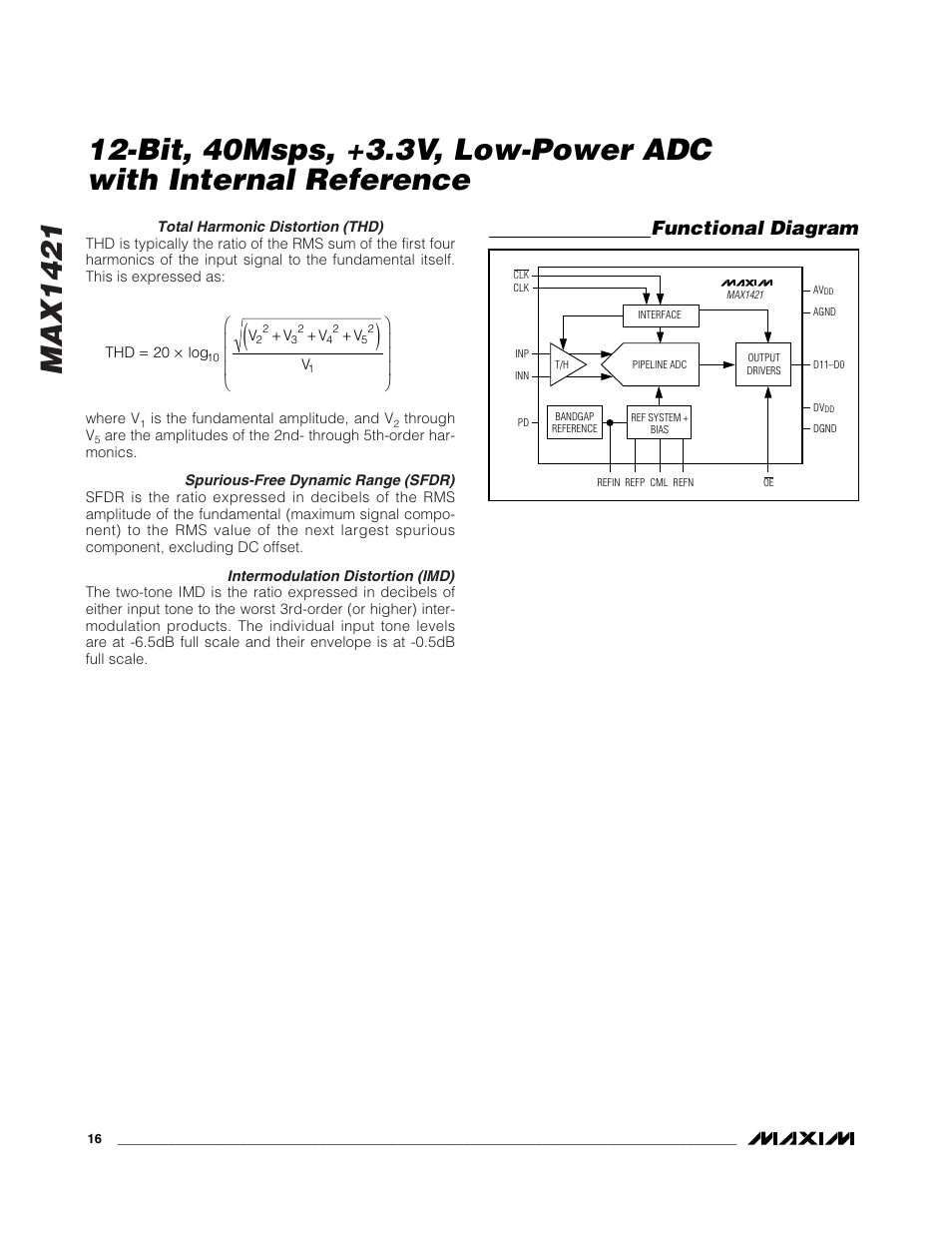 Max1421, Functional diagram | Rainbow Electronics MAX1421 User Manual | Page 16 / 17