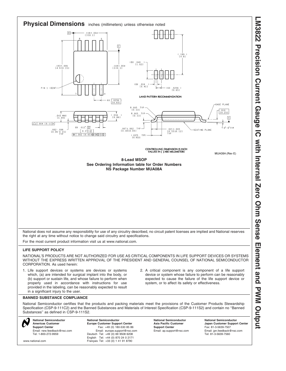 Physical dimensions | Rainbow Electronics LM3822 User Manual | Page 13 / 13