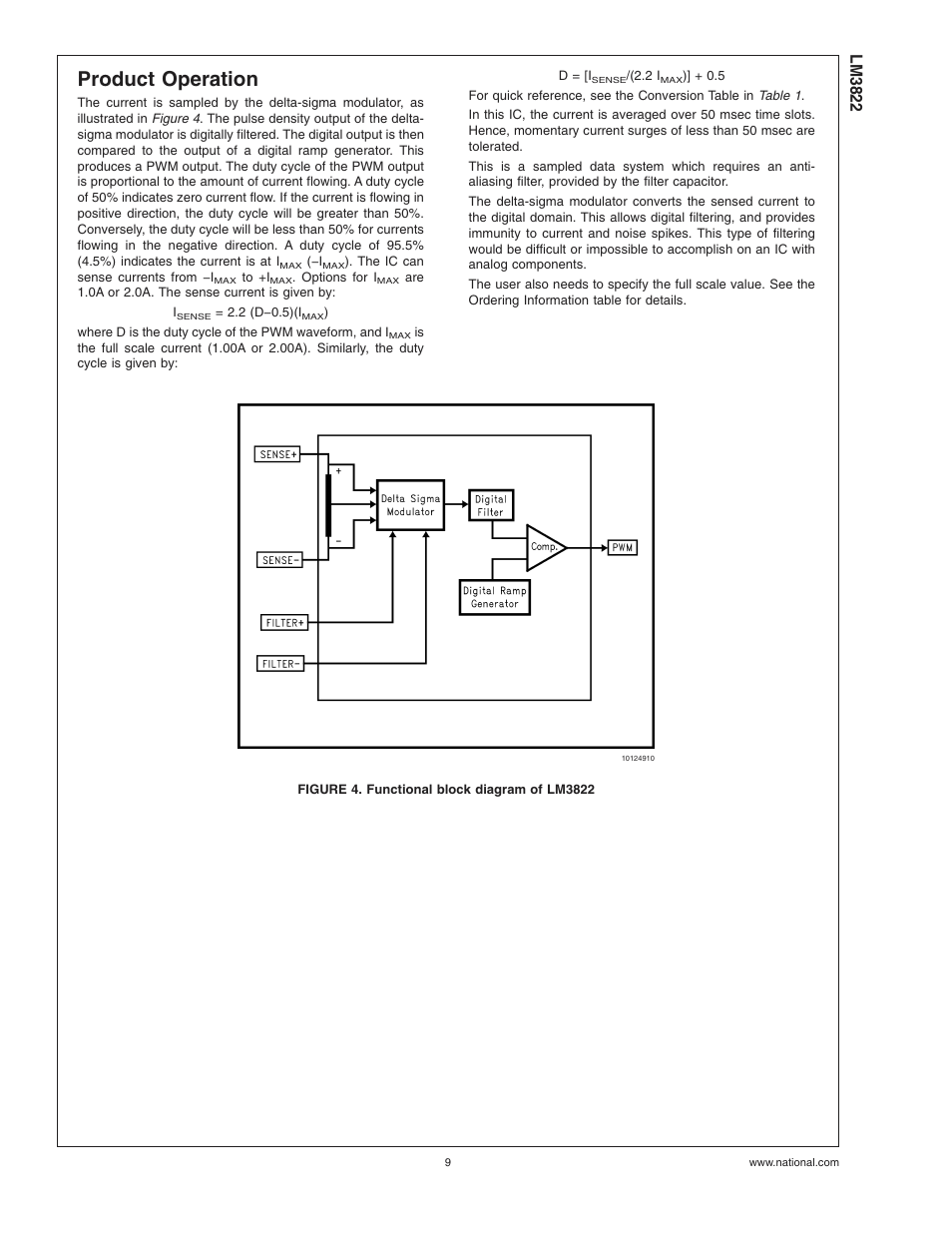 Product operation, Figure 4. functional block diagram of lm3822, Lm3822 | Rainbow Electronics LM3822 User Manual | Page 9 / 13