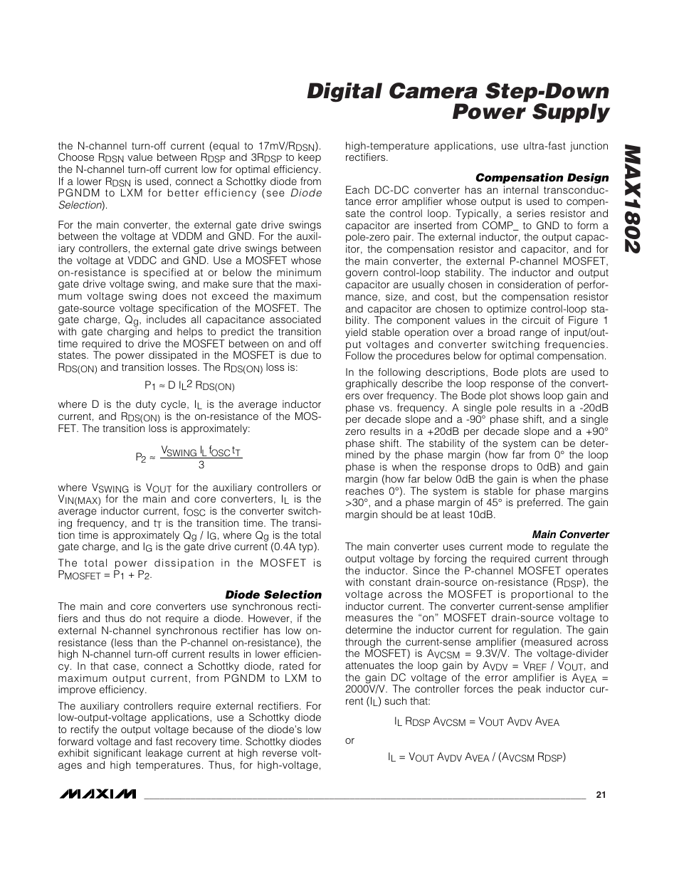 Max1802 digital camera step-down power supply | Rainbow Electronics MAX1802 User Manual | Page 21 / 28