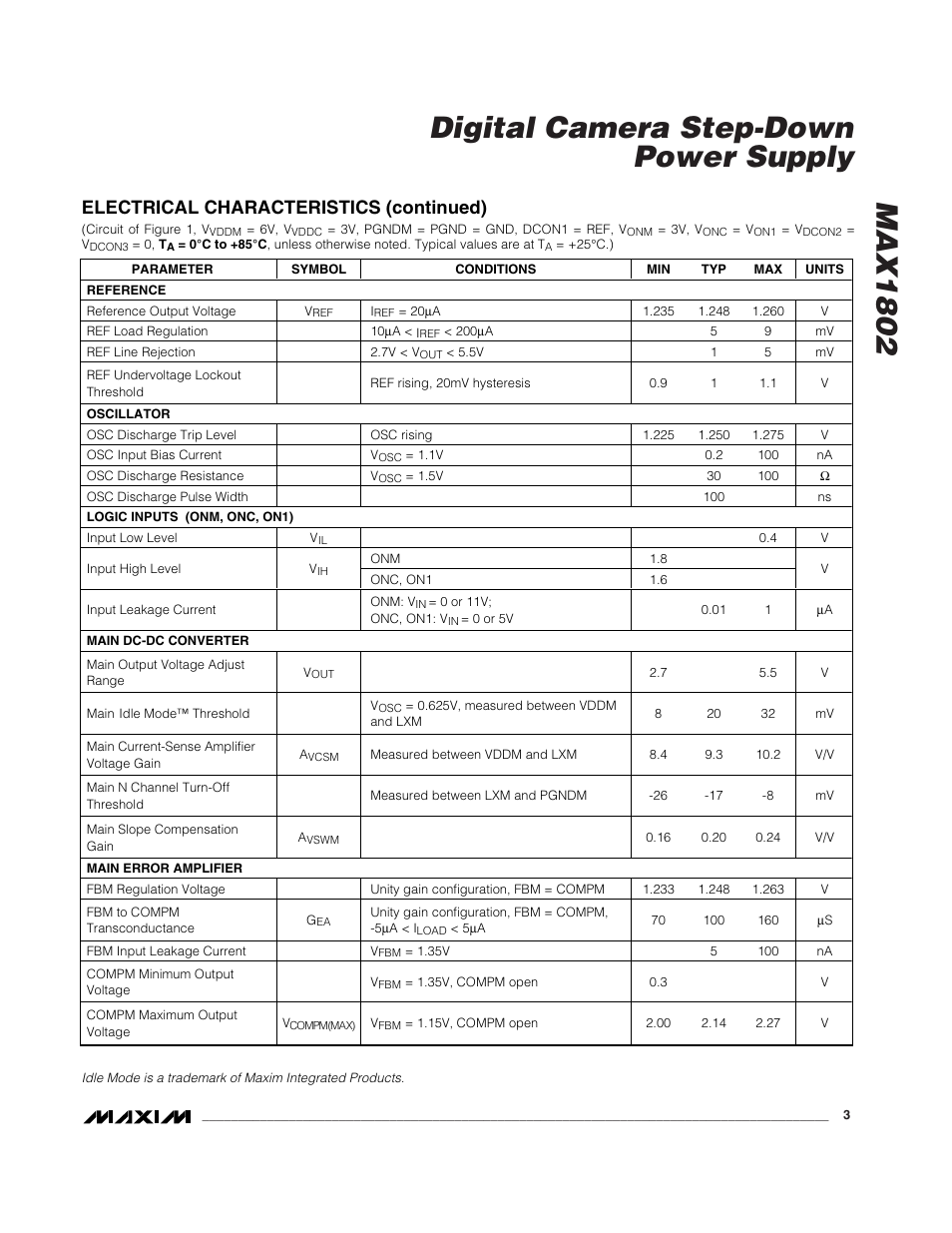 Max1802 digital camera step-down power supply | Rainbow Electronics MAX1802 User Manual | Page 3 / 28