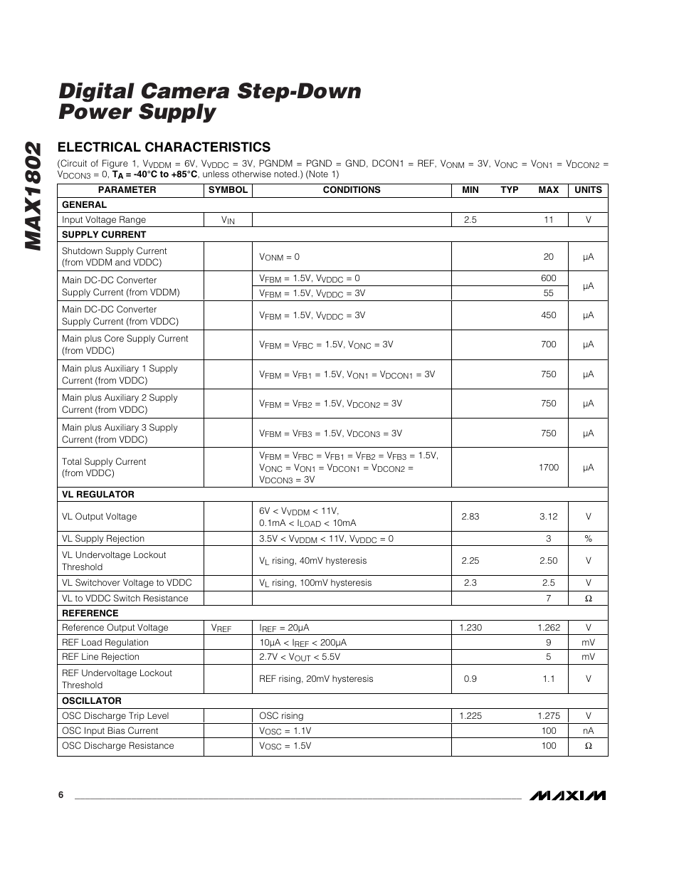 Max1802 digital camera step-down power supply | Rainbow Electronics MAX1802 User Manual | Page 6 / 28